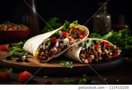 The best fillings for a breakfast burrito, Mexican Tacos 115418200