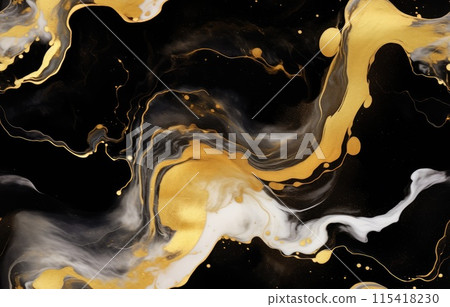 black and golden marble background with smudge grey effect 115418230