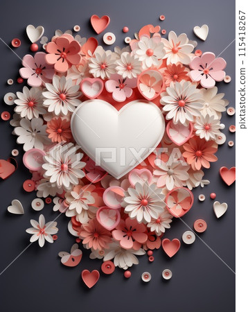 Happy valentine concept with multi layered paper cut style background. Romantic design for honeymoon. greeting card, poster. Happy valentine concept with multi layered paper cut style background. Romantic design for honeymoon. greeting card, poster. 115418267