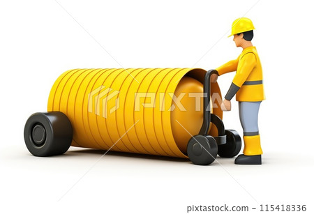 Road building construction site engineer work with worker and yellow Double Drum 115418336