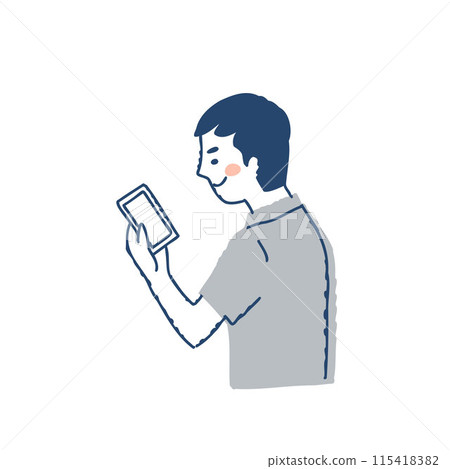 男人看著智慧型手機螢幕 男人看著智慧型手機螢幕 115418382
