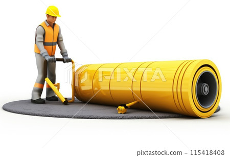 Road building construction site engineer work with worker and yellow Double Drum 115418408
