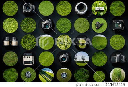 The green globe with circular economy icons, economy for future growth of business and environment sustainable.Net zero and carbon The green globe with circular economy icons, economy for future growth of business and environment sustainable.Net zero and carbon 115418419