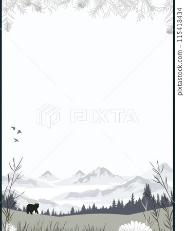 Sheet template for notebook, cute animals in the forest, Cartoon, notepad, diary. Lined paper. Cute character. Sheet template for notebook, cute animals in the forest, Cartoon, notepad, diary. Lined paper. Cute character. 115418434