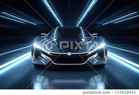 car or vehicle open headlamp parked in futuristic modern concept. 115418453