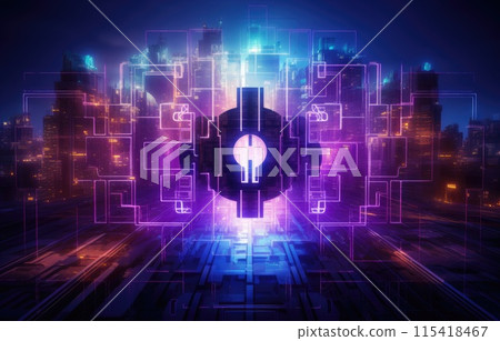 Cyber security network. Data protection concept. Businessman using laptop computer with digital padlock Cyber security network. Data protection concept. Businessman using laptop computer with digital padlock 115418467