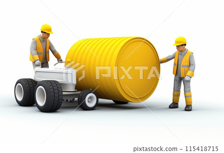 Road building construction site engineer work with worker and yellow Double Drum 115418715