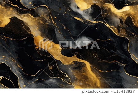 Textured of the black marble background. Gold and white patterned natural of dark gray marble Textured of the black marble background. Gold and white patterned natural of dark gray marble 115418927