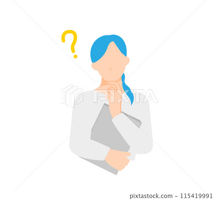 一位好奇的女性商務人士持有文件的平面圖 一位好奇的女性商務人士持有文件的平面圖 115419991