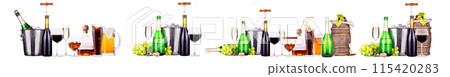Set of different alcoholic drinks and bottles Set of different alcoholic drinks and bottles 115420283