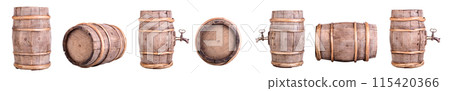 Old wine barrel, isolated Old wine barrel, isolated 115420366