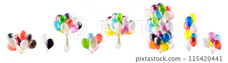 Set of multicolored helium balloons. Element of decorations for party. Set of multicolored helium balloons. Element of decorations for party. 115420441