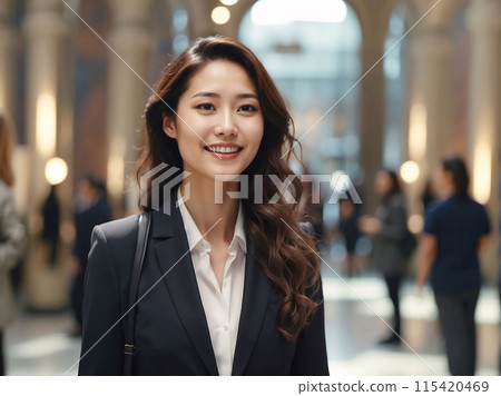 Smiling woman in a business suit - 4 [AI generated, professional finish] 115420469