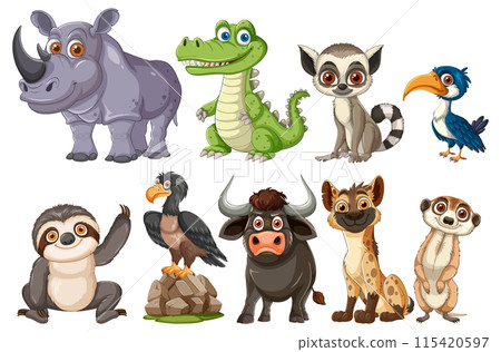 Cute Jungle and Savanna Animals Cute Jungle and Savanna Animals 115420597