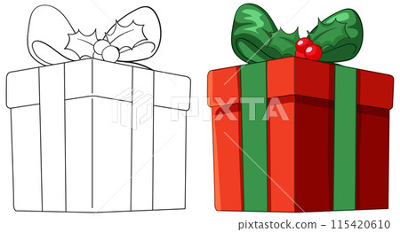Festive Holiday Gift Box Illustration 115420610