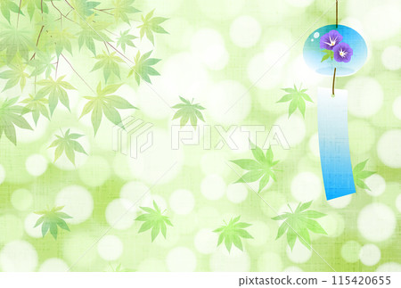 夏天的問候,夏天,風鈴,秋天的落葉,可愛,插畫,明信片,橫版 夏天的問候,夏天,風鈴,秋天的落葉,可愛,插畫,明信片,橫版 115420655