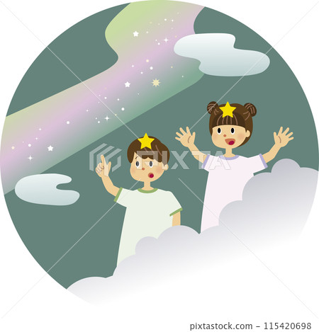 Illustration material of the Milky Way and children of the stars 115420698