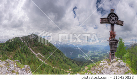 Mountain valley near Klettersteige am Jenner in Berchtesgaden National Par, Alps 115420828