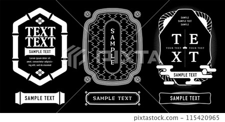 A label set with a Japanese retro vintage design. A label set with a Japanese retro vintage design. 115420965