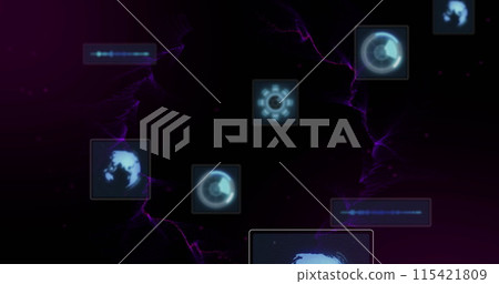 Image of scopes scanning and data processing on dark background 115421809