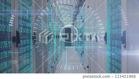 Image of data processing and scope scanning over computer servers 115421908