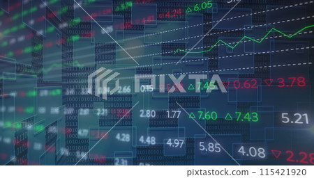 Image of financial data processing of stock exchange numbers 115421920