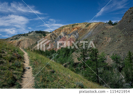 Hiking trail to famous sights in Altai. Kyzyl-Chin tract, Mars, Mars-2. Hiking trail to famous sights in Altai. Kyzyl-Chin tract, Mars, Mars-2. 115421954