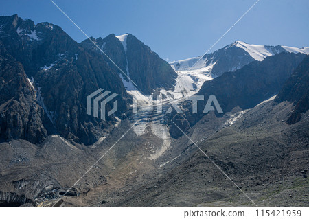 glacier tongue in the Altai mountains, Aktru 115421959
