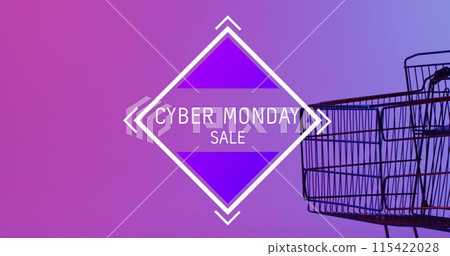 Image of cyber monday sale text over shopping trolley 115422028