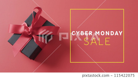 Image of cyber monday sale text over gift box Image of cyber monday sale text over gift box 115422075