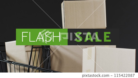 Image of flash sale text over gift boxes Image of flash sale text over gift boxes 115422087