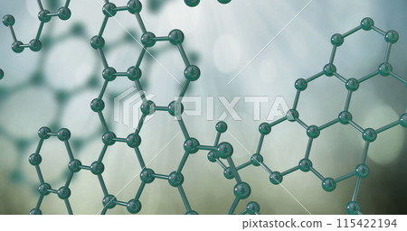 Image of 3d micro of molecules on green background 115422194