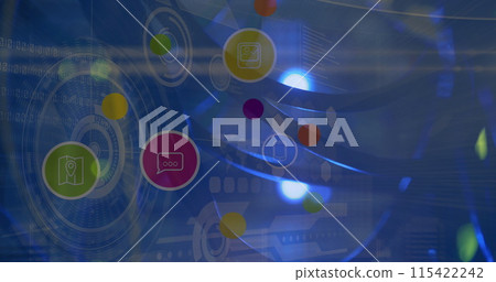 Image of digital icons and scopes scanning Image of digital icons and scopes scanning 115422242