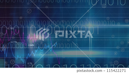 Image of binary coding processing over digital icons 115422271