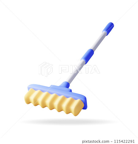 3d cleaning broom isolated on white. 115422291