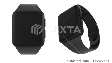Smartwatch with blank screen and black wrist band Smartwatch with blank screen and black wrist band 115422551
