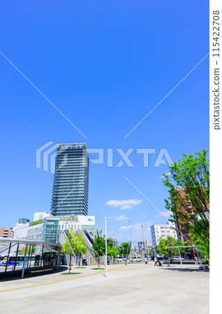晴空萬裡、晴空萬裡的熊本站週邊風景（東口站/交通）【從東口/出口/廣場看到的風景】 115422708