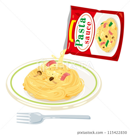 Pasta with retort pouch pasta sauce 115422830