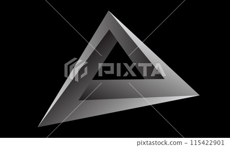 Distorted Penrose triangle or Penrose tribar, or the impossible tribar with gradient on black background. 115422901