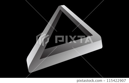 Distorted Penrose triangle or Penrose tribar, or the impossible tribar with gradient on black background. 115422907