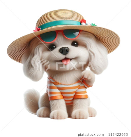 Cute dog wearing a fashionable hat 115422953