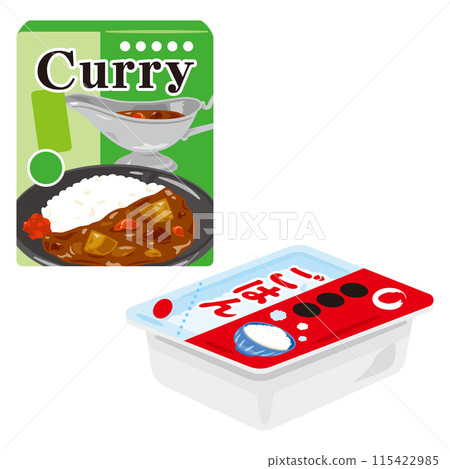 Boxed instant curry and instant rice 115422985