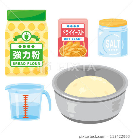 將麵團和食材放入碗中 115422993