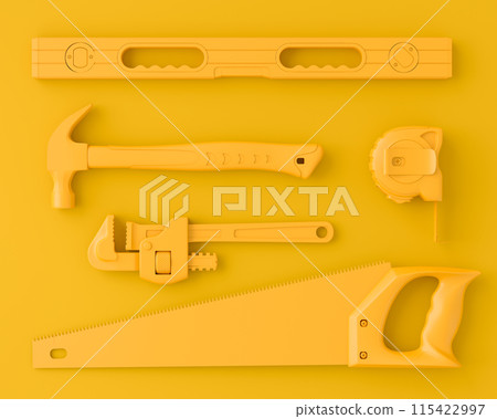Top view of monochrome construction tools for repair on multicolor background 115422997