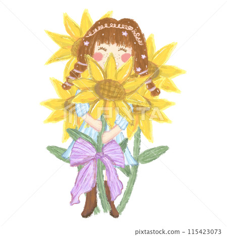 Girl and sunflower 115423073