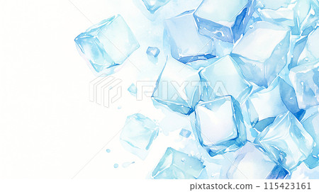 酷方形冰水彩插圖背景 115423161