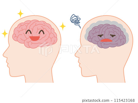 健康大腦與癡呆症萎縮大腦的擬人化 健康大腦與癡呆症萎縮大腦的擬人化 115423168