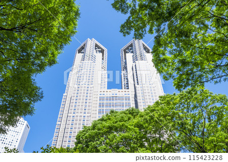 Fresh greenery and Tokyo Metropolitan Government Building Fresh greenery and Tokyo Metropolitan Government Building 115423228