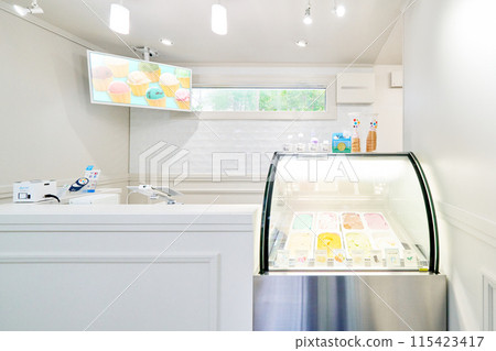 Inside the gelato shop 115423417
