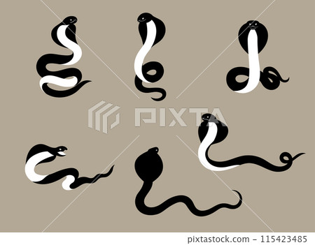 蛇、眼鏡蛇剪影插畫素材集 115423485